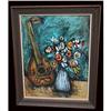 Image 1 : Cubist Guitar Flower Oil Painting Listed Zorin #852679