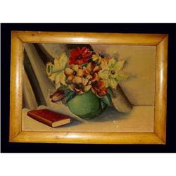 Oil On Board Painting Still Life Flower Campell #852683