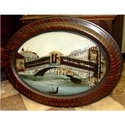 Reverse Glass Oil Painting Venice Italy Scene #852687