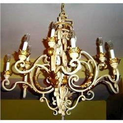 Antique French Gilded Iron Chandelier #852736