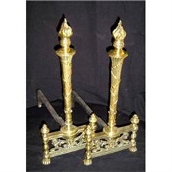 Antique Pair of Solid Brass Andirons #852741