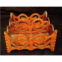 Antique Hand Carved Walnut Desk Tray #852801