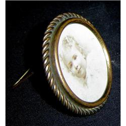 Antique English Brass Round Picture Frame #852833