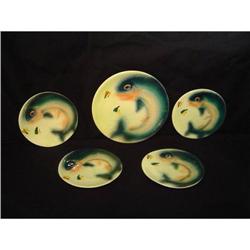 Antique Majolica Set of Fish Plates #852835