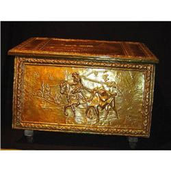 Antique English Brass Box on Wheels #852849