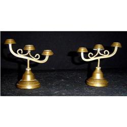 Antique Pair of Mini Brass English Candelabras #852899