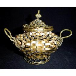 Antique Woven Brass Basket #853043