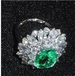 Platinum Diamond and Emerald Ring #853323