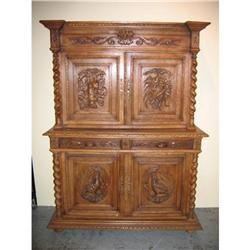 Carved Oak Hunt Buffet #858185