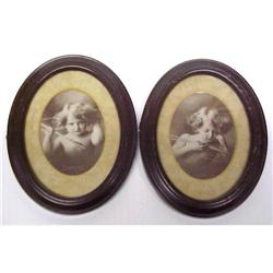 1897 Pair CUPID MINIATURE PICTURES #858249