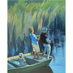 "On fishing" impressionism oil by Glazunova #858332