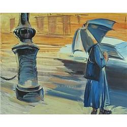 "City landscape 'Rainy day'" impressionism oil #858333
