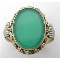 1930s 14Kt Green Onyx Filigree Ring  #858865