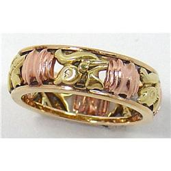 14 Kt Pink and Green Gold Vintage Wedding Band #858866