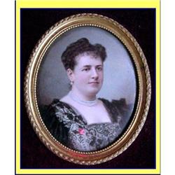 MINIATURE PORTRAIT  PORCELAIN LADY w PEARL JE #859270