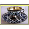 Image 1 : RUSSIAN CLOISONNE ENAMEL SILVER CUP SAUCER #859272