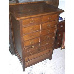 Oak stand-up slant top desk file cabinet  #859305