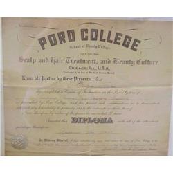 Annie Turnbo Malone Signed Diploma 1922 #859346