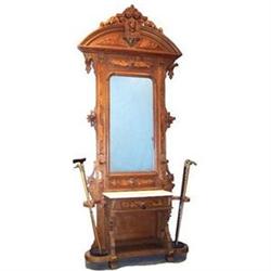 Highly Carved Walnut Hall Tree #879669