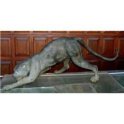 Bronze Panther Cougar Wildcat Garden Statue #879966