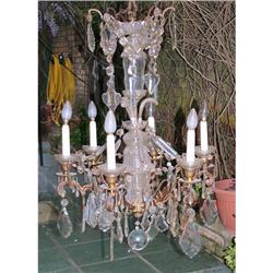 6 Light  bronze and Baccarat crystal chandelier #880035