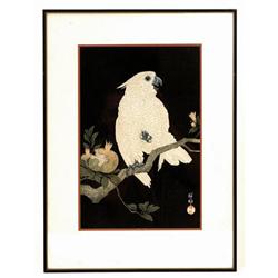 Old Japanese Woodblock Print Parrot Bird Sg #885191