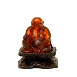 Old Chinese Export Natural Amber Happy Buddha  #885203