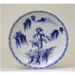 5 Old Japanese Blue & White Imari Plate w Scene #885208