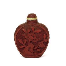 19C Chinese Cinnabar Lacquer Snuff Bottle #885219