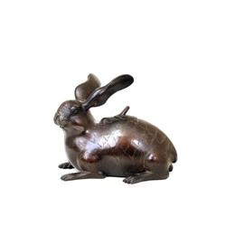 Old Japanese Bronze Rabbit Bunny Censer Koro  #885223