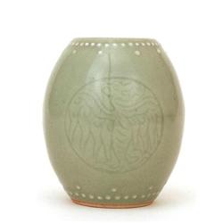 Old Chinese Export Celadon Incised Vase Mk #885233