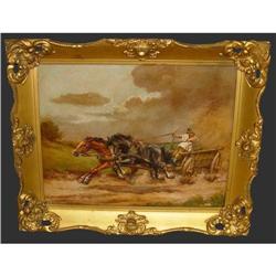 South American Racing Horse Wagon Oil Painting  #885395