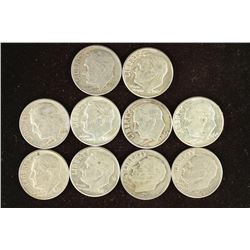 10 ASSORTED SILVER ROOSEVELT DIMES