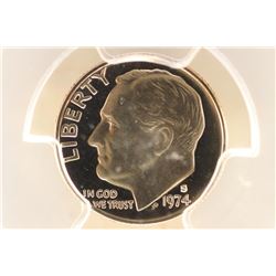 1974-S ROOSEVELT DIME PCGS PR69 DCAM