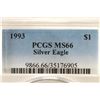 Image 3 : 1993 AMERICAN SILVER EAGLE PCGS MS66