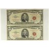 Image 1 : 2-1963 $5 US NOTES RED SEALS