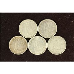 5 ASSORTED CANADA SILVER DIMES