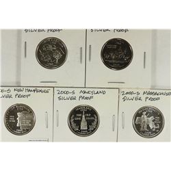ALL 5-2000-S WASHINGTON STATE QUARTER SILVER PFS