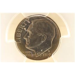 1969-S ROOSEVELT DIME PCGS PR67