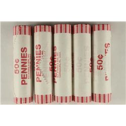 5-50 CENT ROLLS OF 2010-P SHIELD LINCOLN CENTS