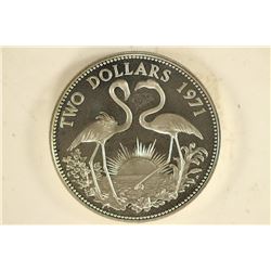 1971 BAHAMAS SILVER PROOF $2 .8862 OZ. ASW