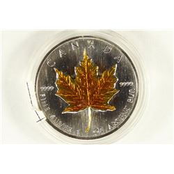 1990 CANADA SILVER $5 COLORIZED MAPLE LEAF