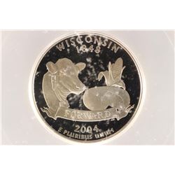 2004-S WISCONSIN WASHINGTON SILVER QUARTER ICG