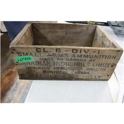 Candian Rifle Bullets Box Canadian Industries Limited Small Arms Wooden Ammo Box