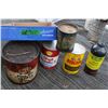 Image 1 : Flat with Quart Oil Cans (2 full); Grease Can (1); a 1 lb. Grease Can & a Qt Bottle of Cream Separat