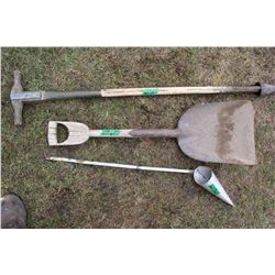 Garden Hole Maker, Shovel & a Grain Sampler
