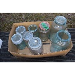 Box with Blue Canning Jars