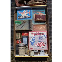Collection of Vintage Games,  Lighters, Oster Hair Clipper, Stamp Set,etc.