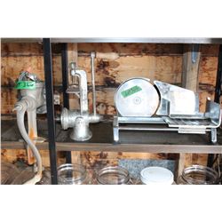 Meat Grinders (2) and a Meat Slicer