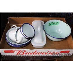 Flat with Blue Trimmed Enamel Ware (9)